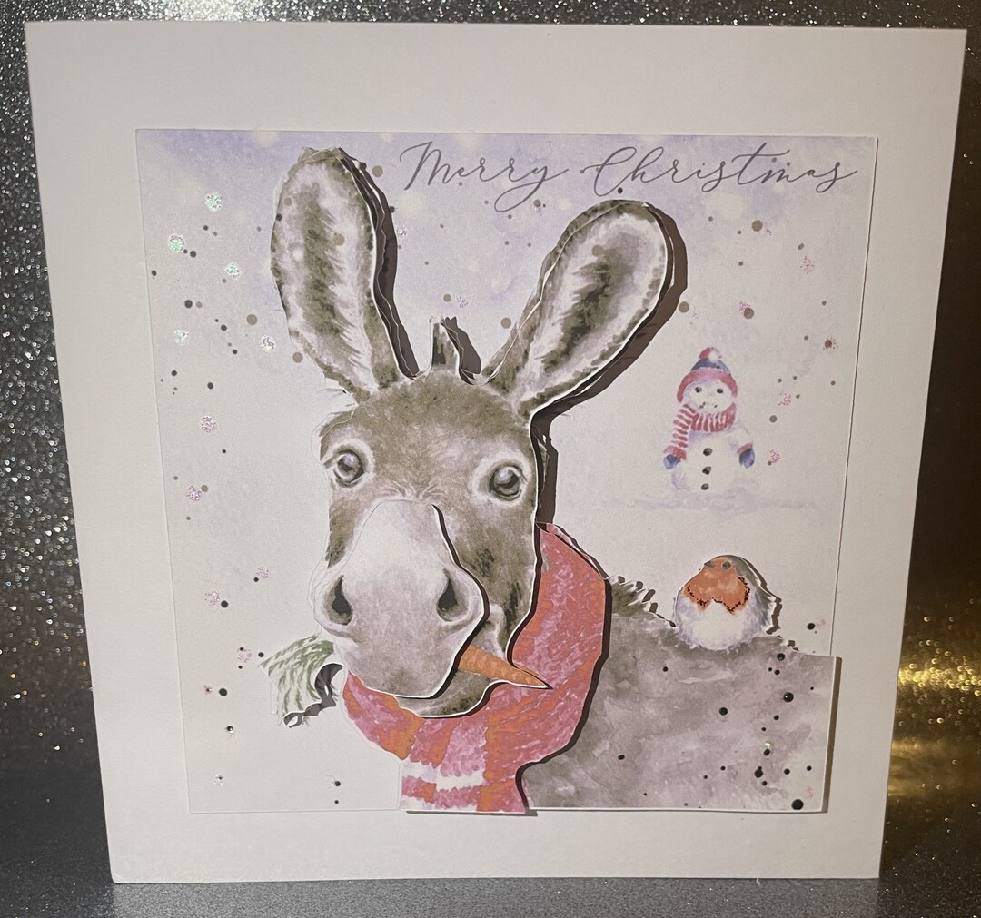 Christmas Donkey Card Cute Funny Handmade 3D Card Etsy UK