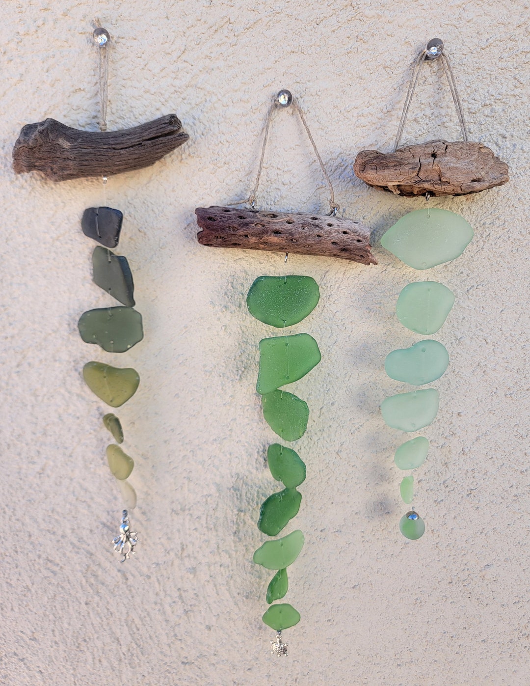 Beach Glass Suncatcher Single Strand Beach Glass Suncatcher Etsy