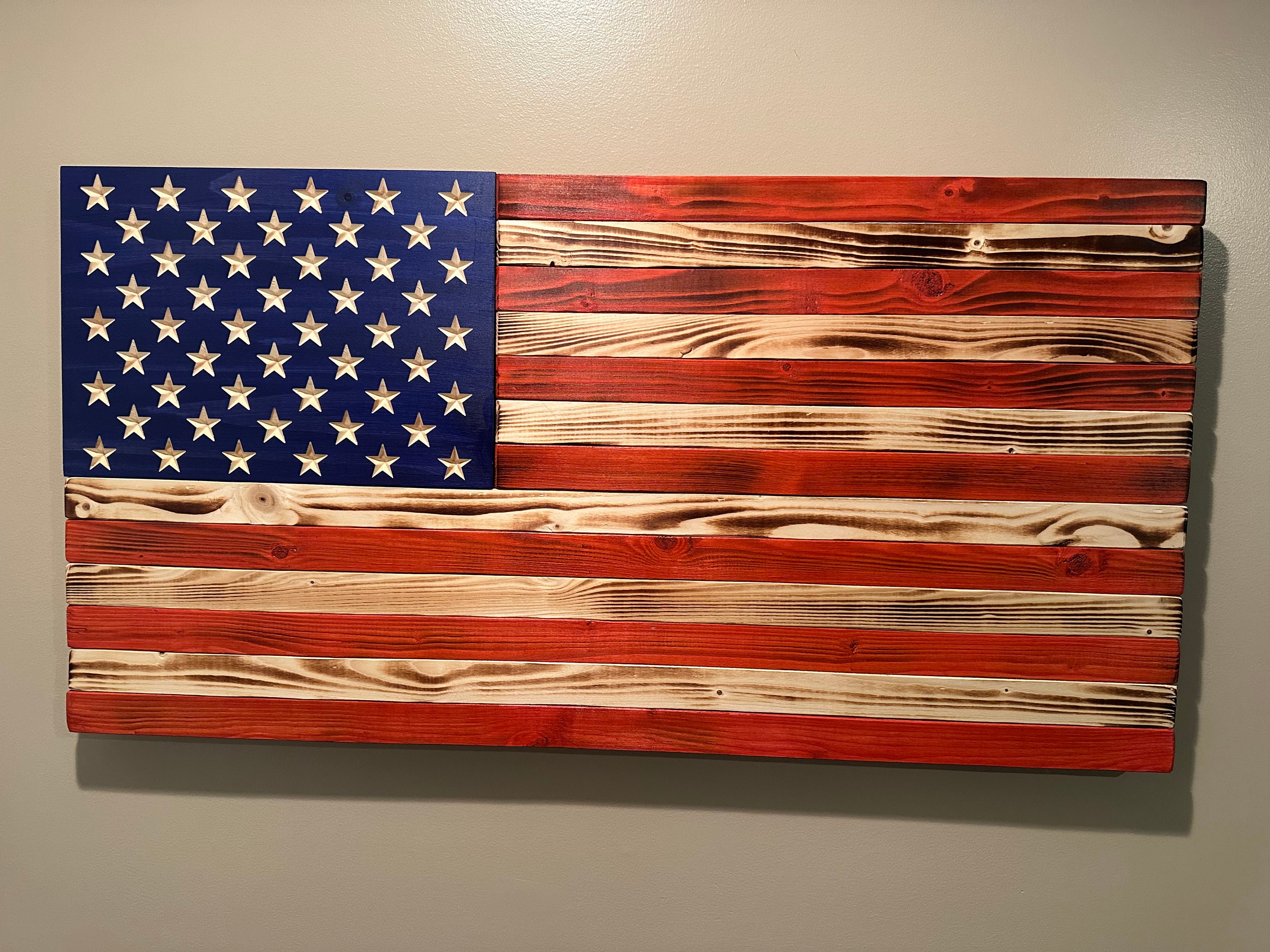 Rustic Wood Flag Rustic Wooden American Flag Wood Flag Wall Etsy