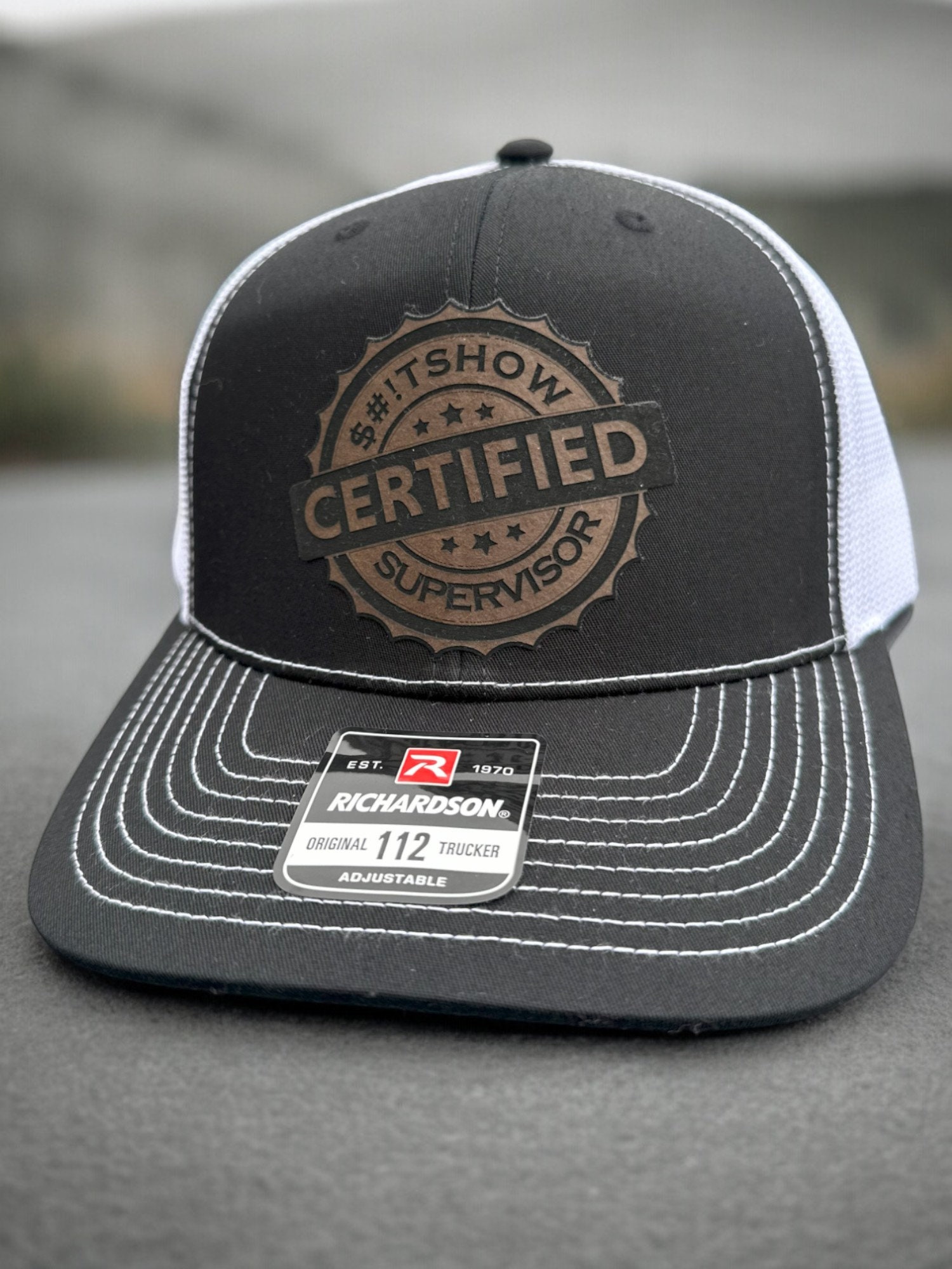 Hat SH*T SHOW SUPERVISOR Funny Cap Cotton Light Denim Gray Grey Black Adjusts Amazon.com: BUBBLEHEAD Ink Funny Baseball Cap for Dad  main image 3