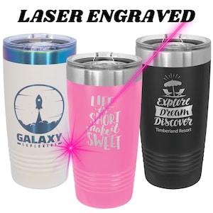 20 Unzen individuell gravierter Becher, einseitig, individuelles Logo, personalisierter Becher, Monogramm, individueller Text, Isolierbecher