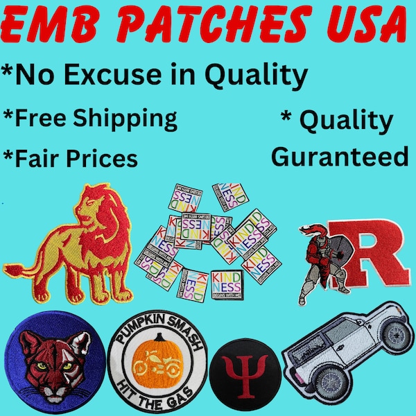 Patches , Custom Iron On Patches ,Custom VELCRO Hook & Loop Patches , custom embroidered patch