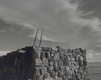 Agate House Petrified Forest NP Pueblo Black and White Landscape