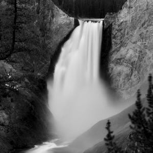 Lower Falls of the Grand Canyon of the Yellowstone Black and White Photography Wyoming Nature