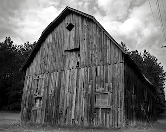 Rustic Abandoned Barn Northern Michigan Black and White Art Rural