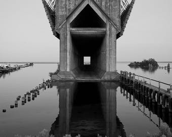 Ore Dock Front View Marquette Michigan Black and White Art Calm