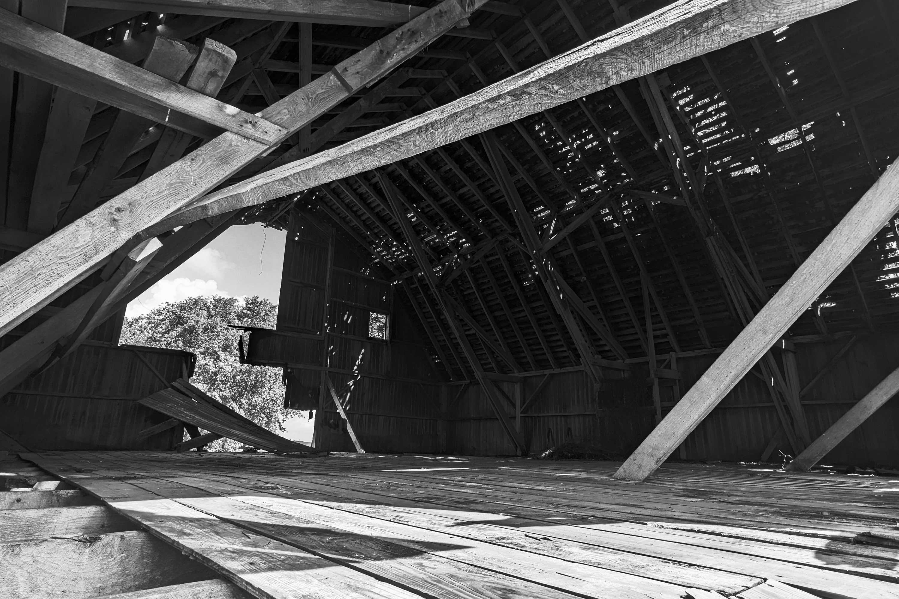 Abandoned Barn Illinois Black and White Rural Hayloft