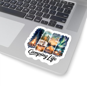 Camping Life Kiss-Cut Stickers | Outdoor Adventure Decor, Nature Lovers Gifts, RV Travel Stickers, Eco-Friendly Vinyl, Camping Themed Decor