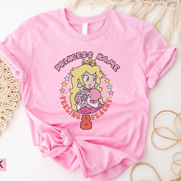 Princess Peach Custom Shirt,It's Peach Time Shirt,Pink Princess Shirt,Birthday Party Girl Shirt,Princess Peach,Personalized Kids Clothing