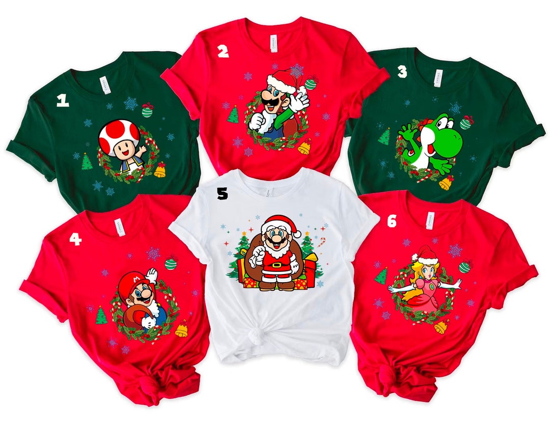 Super Mario Bros Christmas Shirts,super Mario Christmas Party Shirt,super Mario Character Shirt
