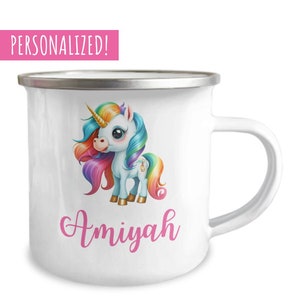 Unicorn Gifts for Girls Age 6-8, Personalized Unicorns Gifts for Girls Age 6-8, Personalized Unicorn Gift for Girls, Unicorn Gift Enamel Mug