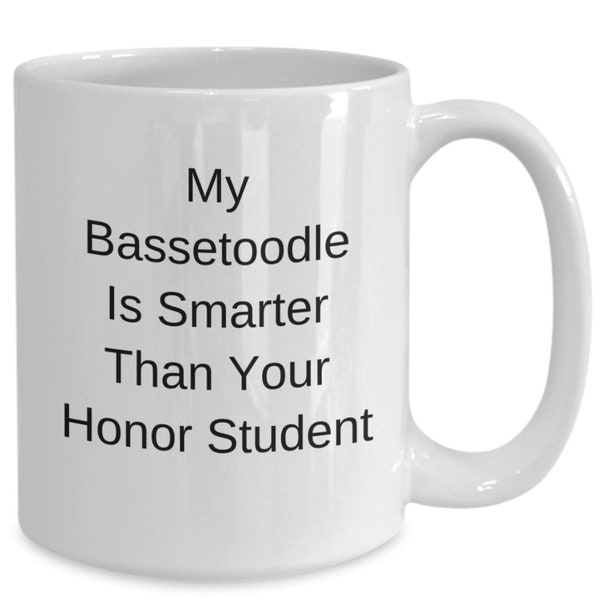 Bassetoodle, funny coffee mug, bassetoodle lover gift, dog lover