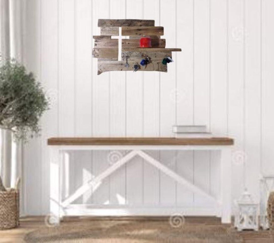 Reclaimed Key Rack Reclaimed Pallet Wood Key Rack Shelf ~ Rustic Farmhouse Decor ~ Wooden ...