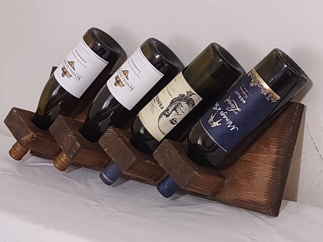Wine Rack Farmhouse, Modern Rustic Live Edge Wood, Wallmount Display for 4 Bottles Etsy