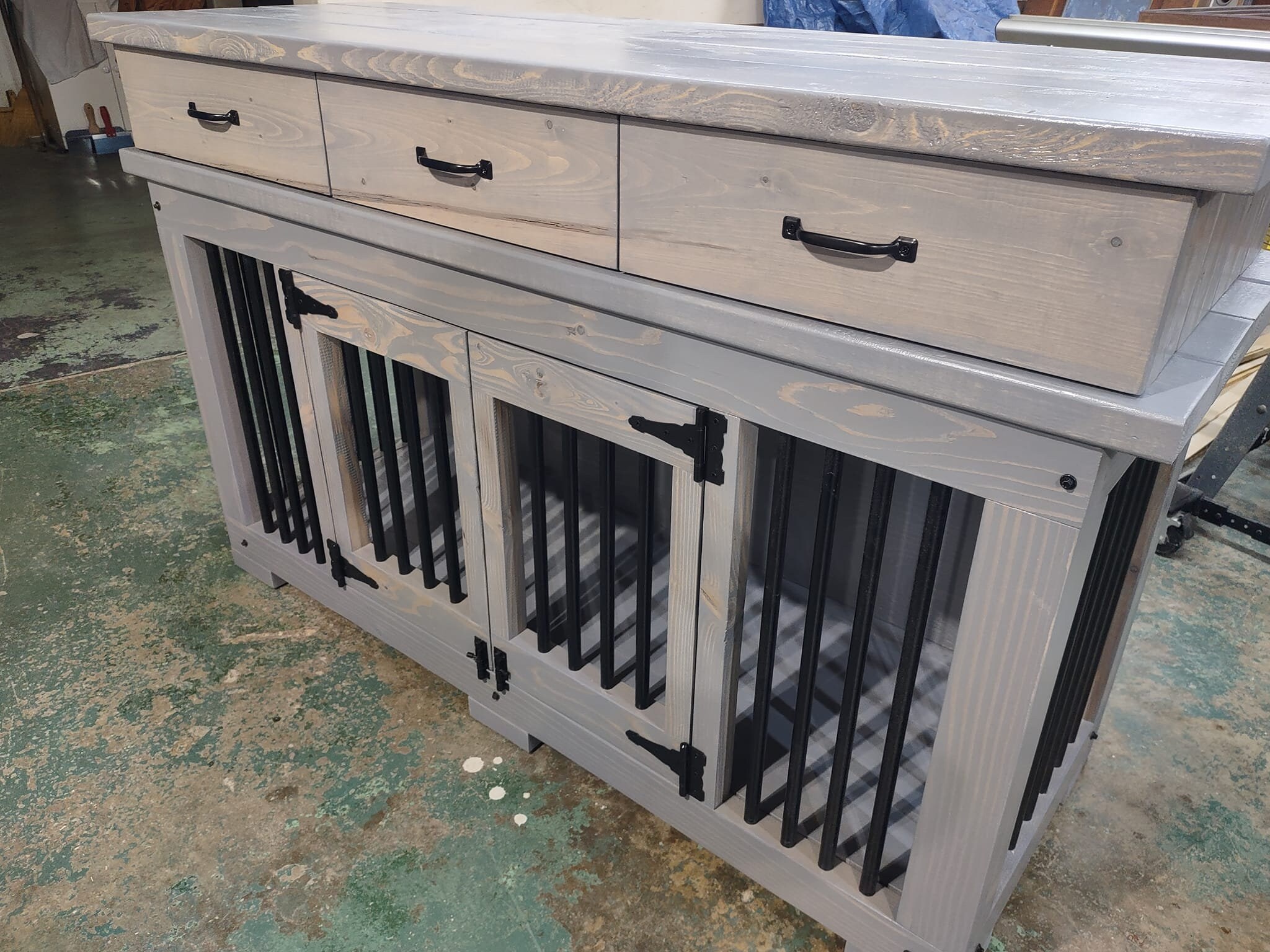 Custom Wood Dog Crate With Drawers, Dog Kennel, Pet Furniture TV Stand ...