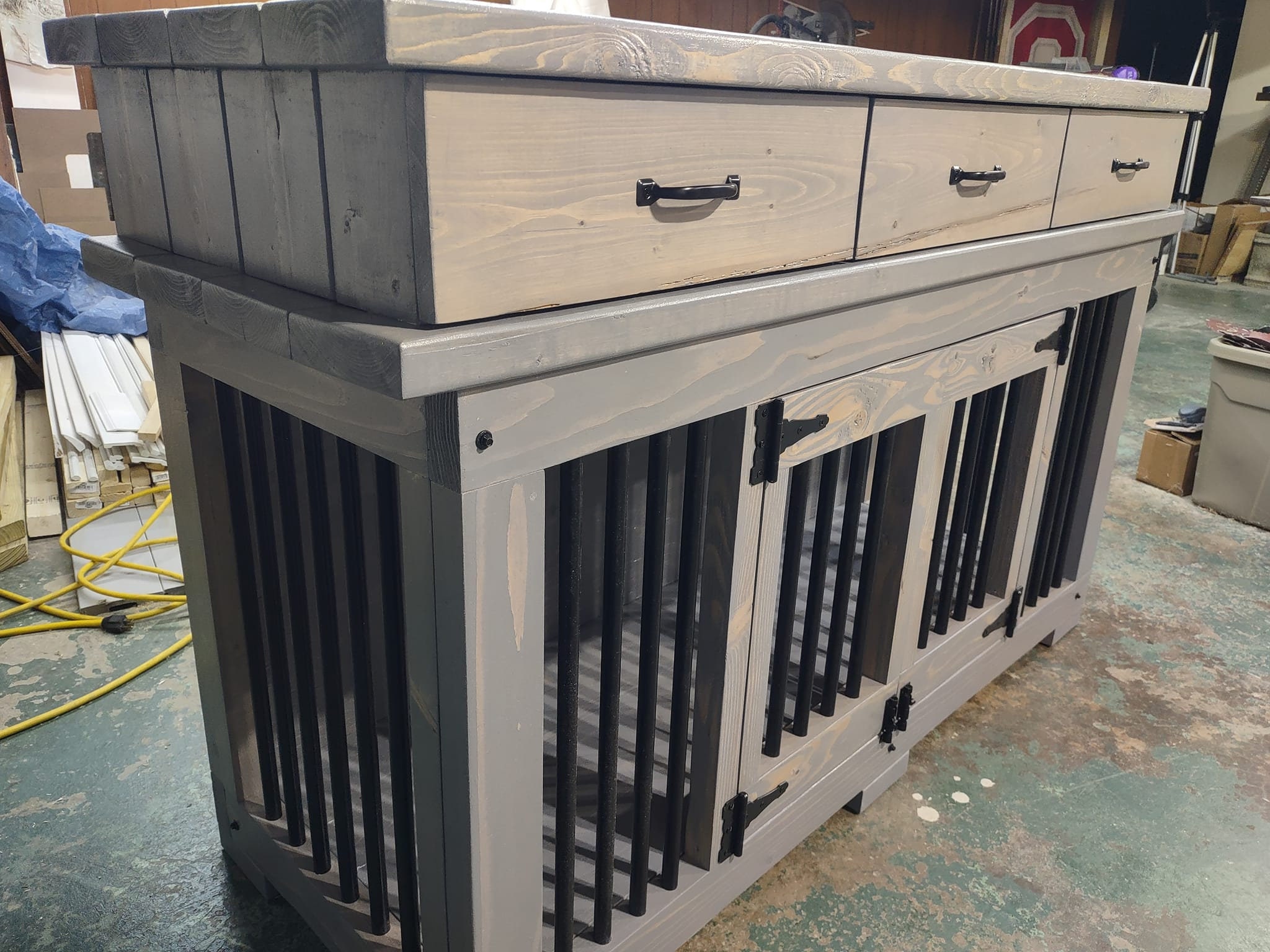 Custom Wood Dog Crate With Drawers, Dog Kennel, Pet Furniture TV Stand ...