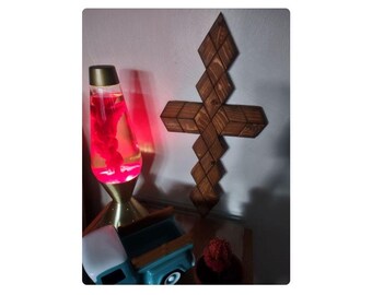 Spiritual Wall Artwork, Modern Rustic Decoration, Mosaic Cross, Wood Art Decor, Wooden Cross