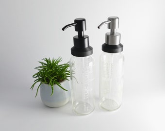 Soap dispenser attachment for 250ml True Fruits bottle black/stainless steel/white upcycling - 2x set