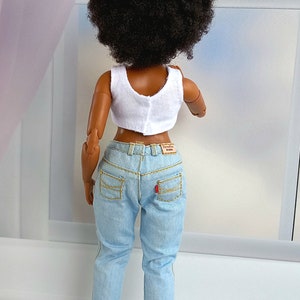 Curvy Barbie Jeans, Ripped Jeans for Barbie Curvy, Realistic Clothes