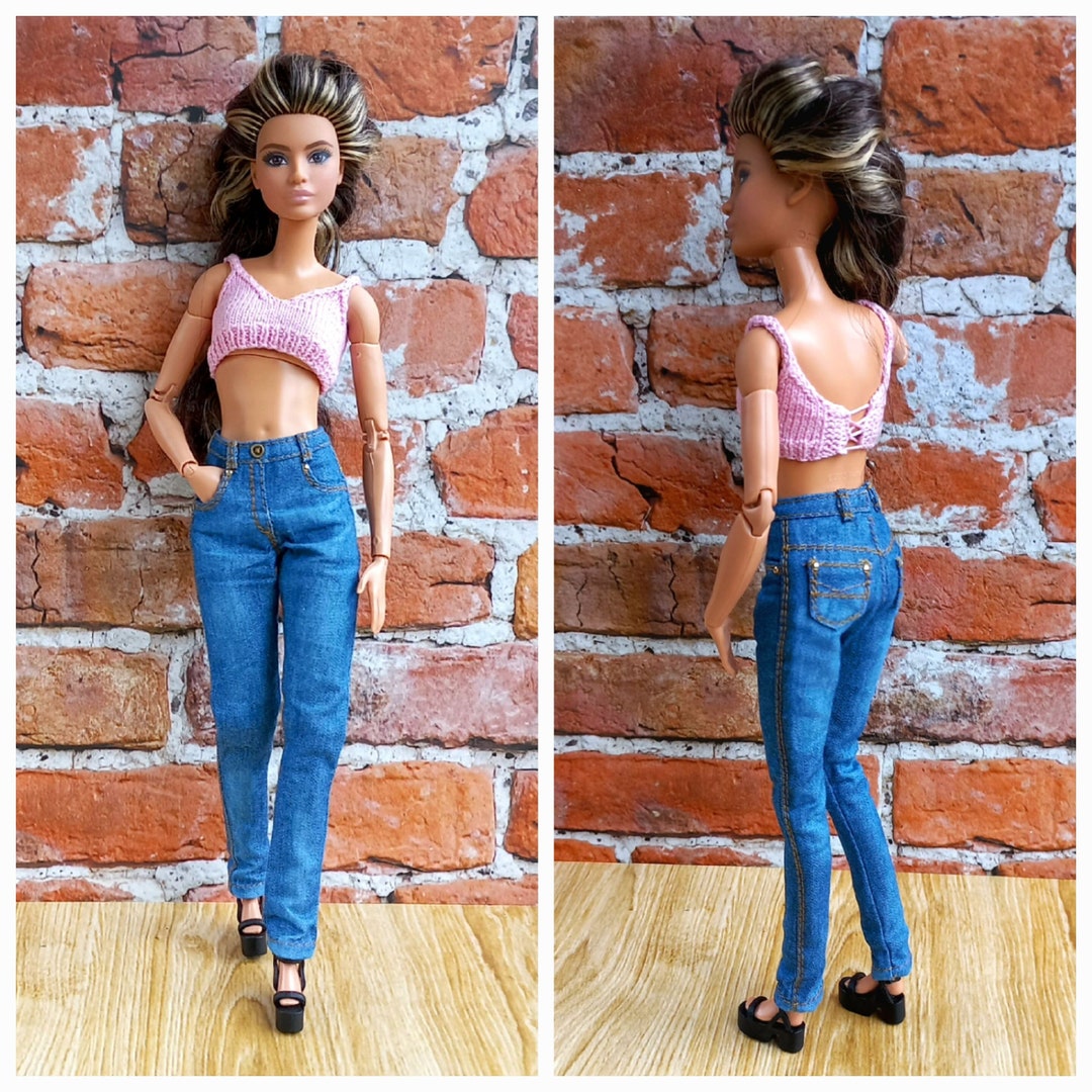 Barbie Doll Jeans, Barbie Doll Clothes, Barbie Doll Outfit, Realistic Jeans for Barbie Doll