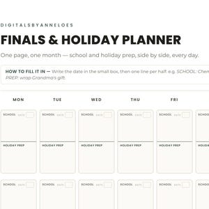Finals Week Planner for College Students, Weekly Study Planner for Students, Holiday Theme Printable, US Letter Digital Download