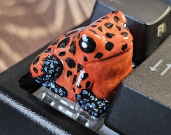 Erdbeere Poison Dart Frog Tastenkappe | Handbemalte Artisan Resin Tastenkappe für Cherry MX Keyboard