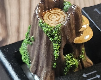 Tecla con forma de tocón de árbol / Tecla de resina artesanal pintada a mano para teclado Cherry MX