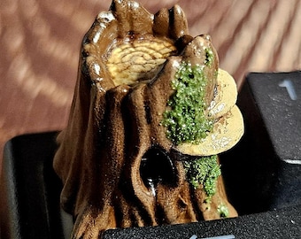 Tree Stump Keycap | Hand Painted Artisan Resin Keycap for Cherry MX Keyboard