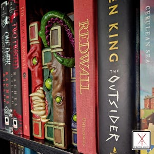 Mimic Book Nook | Hand Painted D&D Fantasy Bookshelf Insert Decor with Hidden Storage image 3
