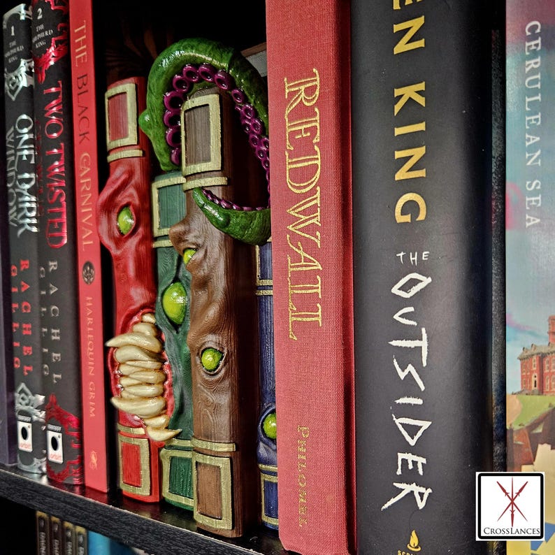 Mimic Book Nook | Hand Painted D&D Fantasy Bookshelf Insert Decor with Hidden Storage image 3