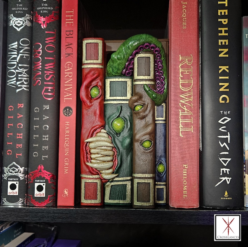 Mimic Book Nook | Hand Painted D&D Fantasy Bookshelf Insert Decor with Hidden Storage image 1