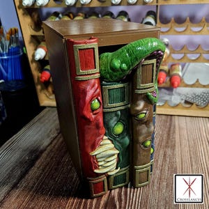 Mimic Book Nook | Hand Painted D&D Fantasy Bookshelf Insert Decor with Hidden Storage image 2