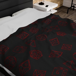 DND Blanket, DND Decor, Dungeons And Dragons, Dungeon Master Gift, Geeky Gift, DnD Gift, D20 Dice, Vintage Retro Dice, RPG, Tabletop Gaming