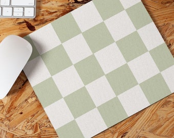 Sage Green Checkered Mouse Pad Aesthetic Mouse Pad Checkerboard Pattern Work From Home Trendy Desk Accessories Retro Cozy Office Accessories