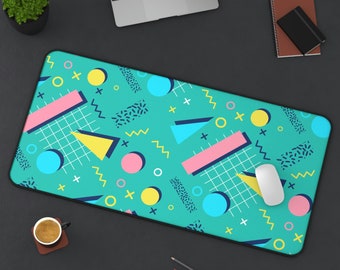 Vintage Retro Desk Mat, Geometric Desk Mat, Gaming Mouse Pad, Nostalgic 90's 80's