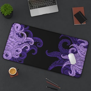Tentacle Desk Mat, Octopus Desk Mat, Squid Desk Mat, Japanese Art, Kawaii Desk Mat, Pastel Goth, Gaming Desk Mat, Ocean Mouse Pad, Kraken