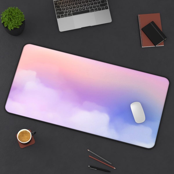 Cloud Ombre Desk Mat, Gamer Girl Cozy Gaming Aesthetic Desk Setup Large Deskpad, Gaming Mouse Pad, Kawaii Desk Mat, Witchy Desk Mat