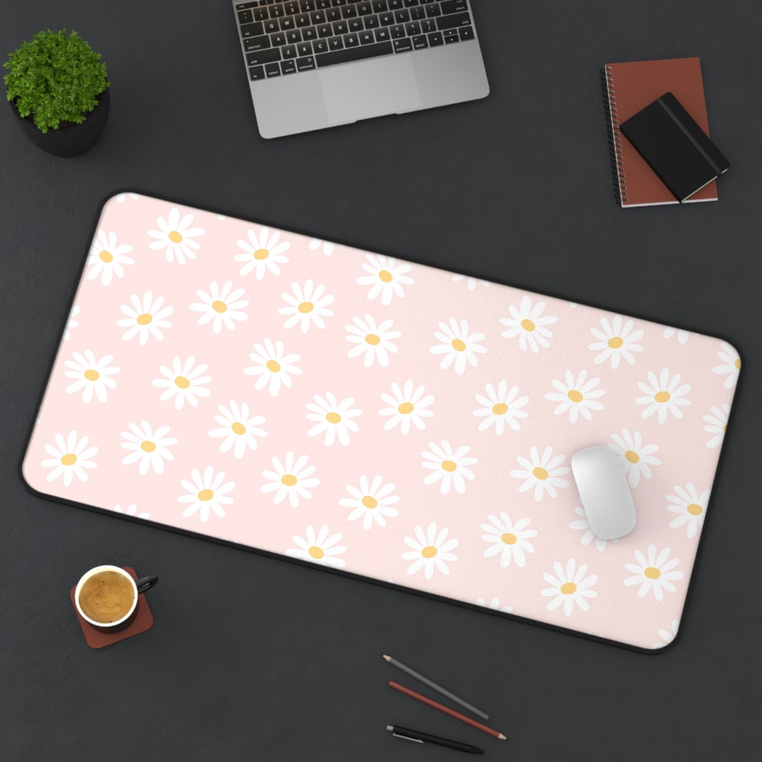 Daisy Desk Mat, Floral Desk Mat, Flower Mouse Pad, Gaming Mouse Pad