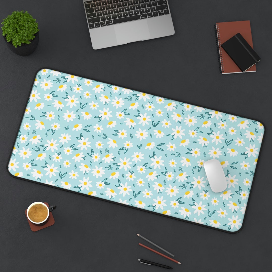 Daisy Desk Mat, Floral Desk Mat, Flower Mouse Pad, Gaming Mouse Pad