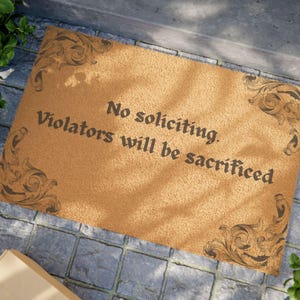 No Soliciting Welcome Doormat Housewarming Gift For Goth Funny Doormat Front Door Decor Witchy Decor Dark Humor Gothic Doormat