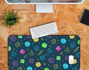 DND Schreibtischunterlage D20 Würfel Gaming Mauspad Fantasy Gaming RPG Schreibtischunterlage Dungeon Master Geschenk Geeky Geschenk für Gamer DnD Dekor