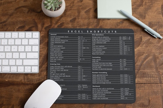 Excel Shortcuts Mousepad Coworker Gift Accountant White Elephant Gift For CPA Christmas Gift Employee Gift For Coworker Office Mousepad