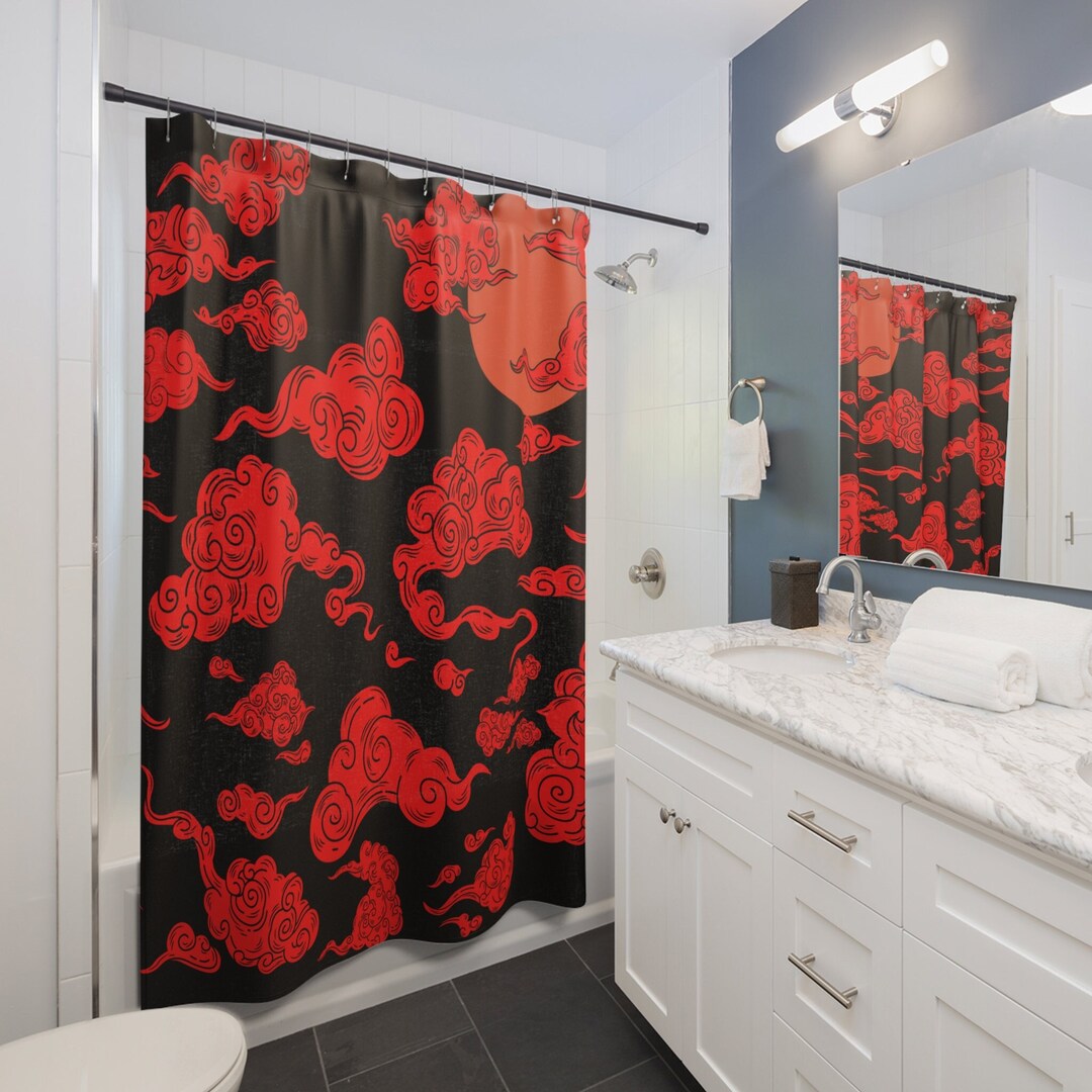 Japanese Clouds Shower Curtain Manga Nihonga Akatsuki - Etsy