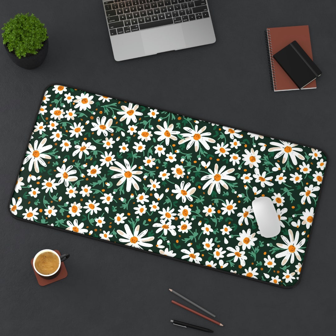 Daisy Desk Mat, Floral Desk Mat, Flower Mouse Pad, Gaming Mouse Pad