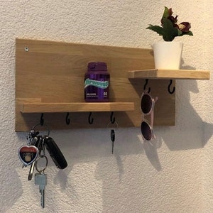 Eiche Echtholz Schlüsselbrett mit personalisierbarem Schriftzug, verschiedene Größen, Schlüsselhalter, nachhaltig, Keyholder, handmade