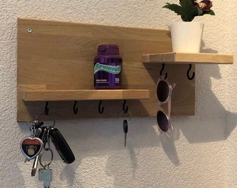 Eiche Echtholz Schlüsselbrett mit personalisierbarem Schriftzug, verschiedene Größen, Schlüsselhalter, nachhaltig, Keyholder, handmade