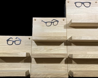 Brillenregal aus Eiche Massivholz - Brillenhalter / Brillenablage / personalisierbar / verschiedene Größen / Wandhalterung