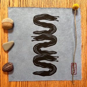 Slug | original linocut | handmade linoprint | limited edition | relief print | nature art | garden art | 10x10