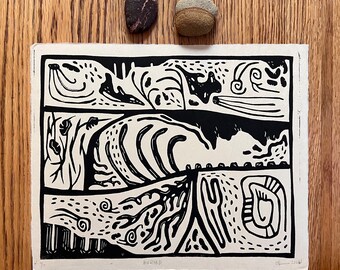 Original Linocut Handmade Print - Etsy