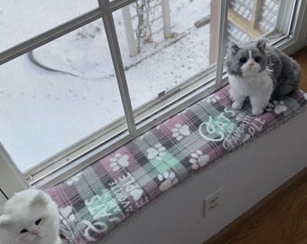 6" Windowsill Cat Pad, Sherpa Print Fleece Cushion, Catio Shelf Pad